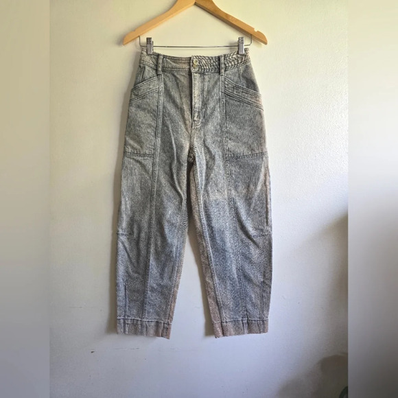 ANTHROPOLOGIE Pilcro Ultra High Rise Cropped Jeans,Grey/Peach Acid Wash, Size 26 - Picture 4 of 11
